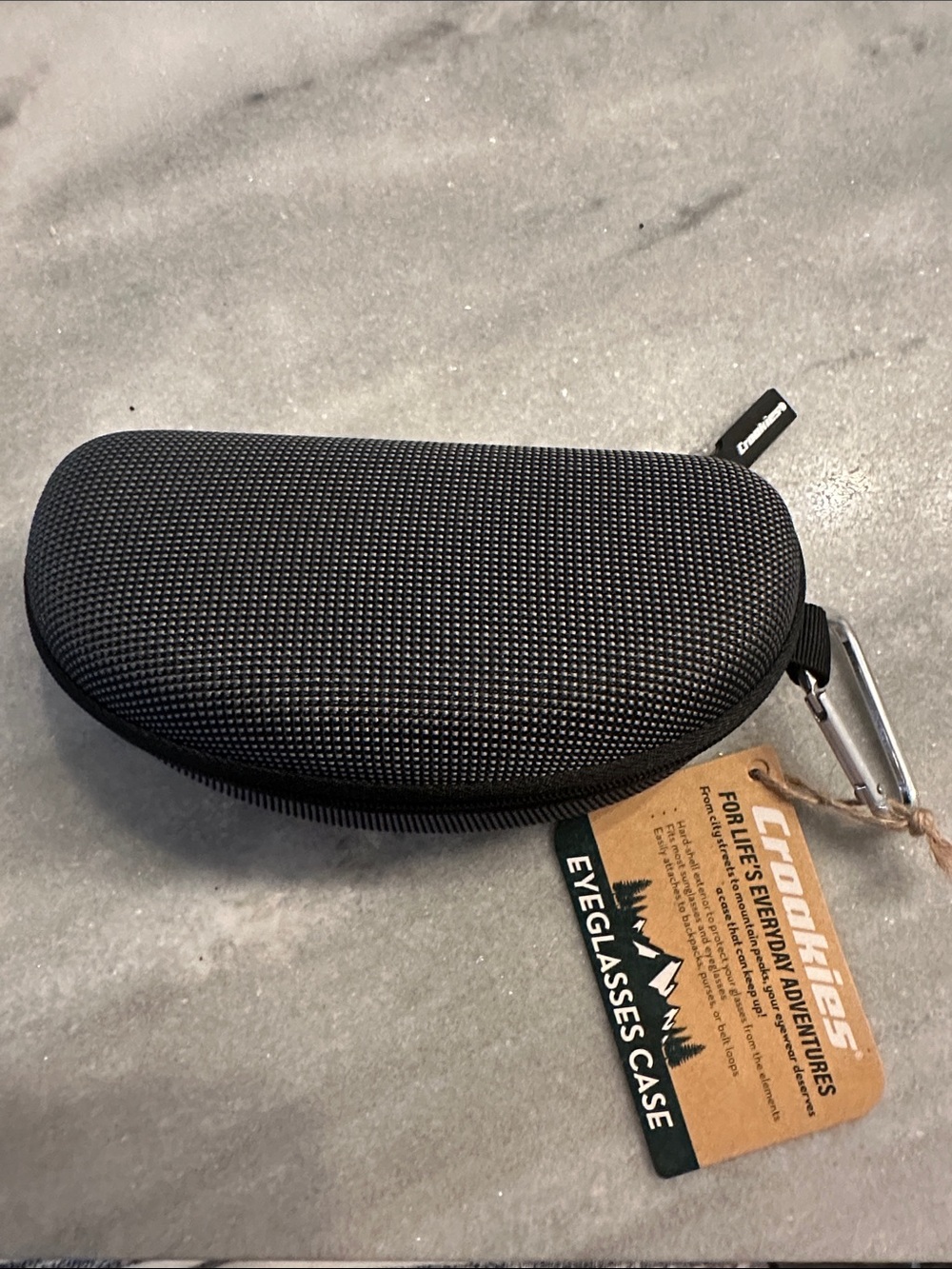 Croakies Black Eyeglasses Case with Carabiner